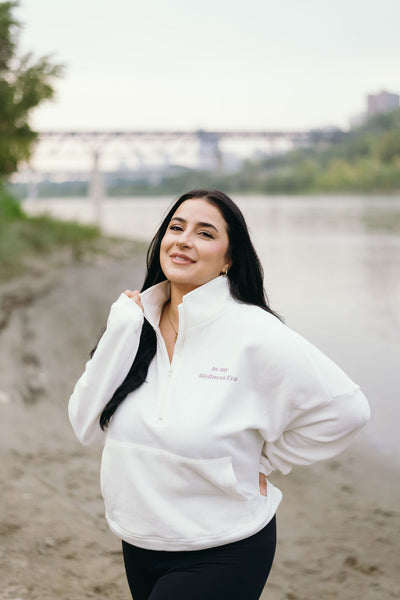 The "In My Wellness Era" Half Zip Pullover Sweater