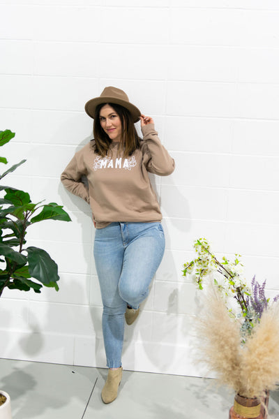 The "Mama" Floral Crewneck Sweater