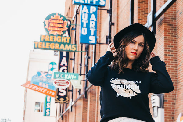 The "Champagne, Brunch, Gossip" Off the Shoulder Sweater