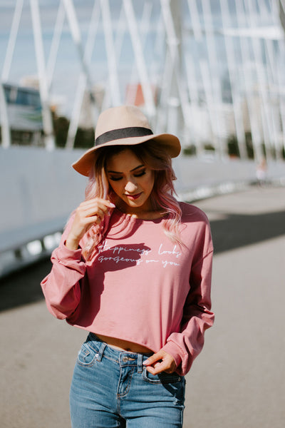 The "Happiness Looks Gorgeous On You" Crop Tee