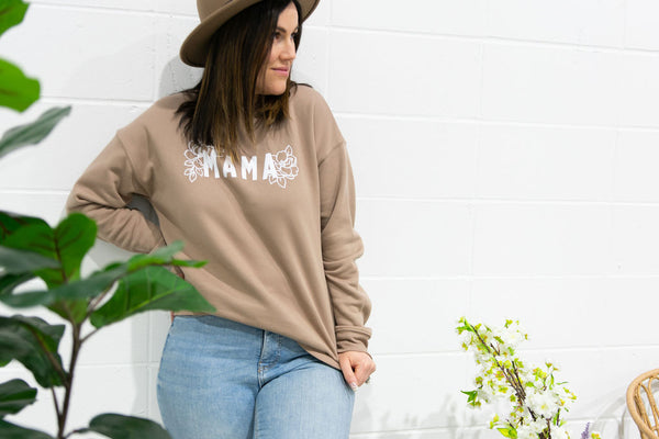 The "Mama" Floral Crewneck Sweater