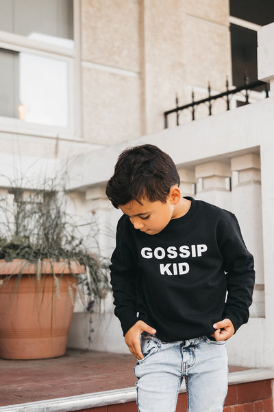 The "GOSSIP KID" Gossip Kids Unisex Crewneck Sweater | BLACK