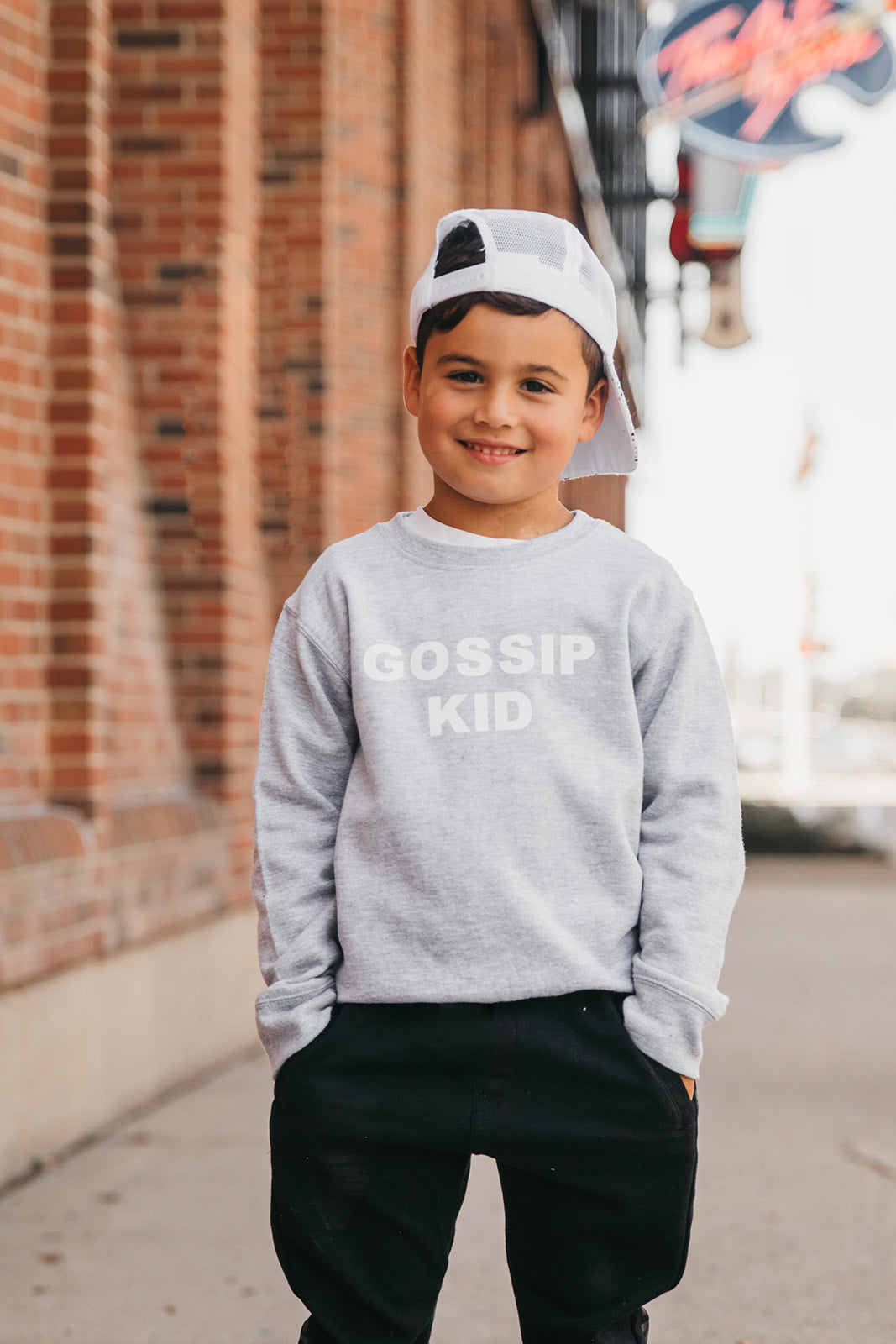 The "GOSSIP KID" Gossip Kids Unisex Crewneck Sweater | GREY